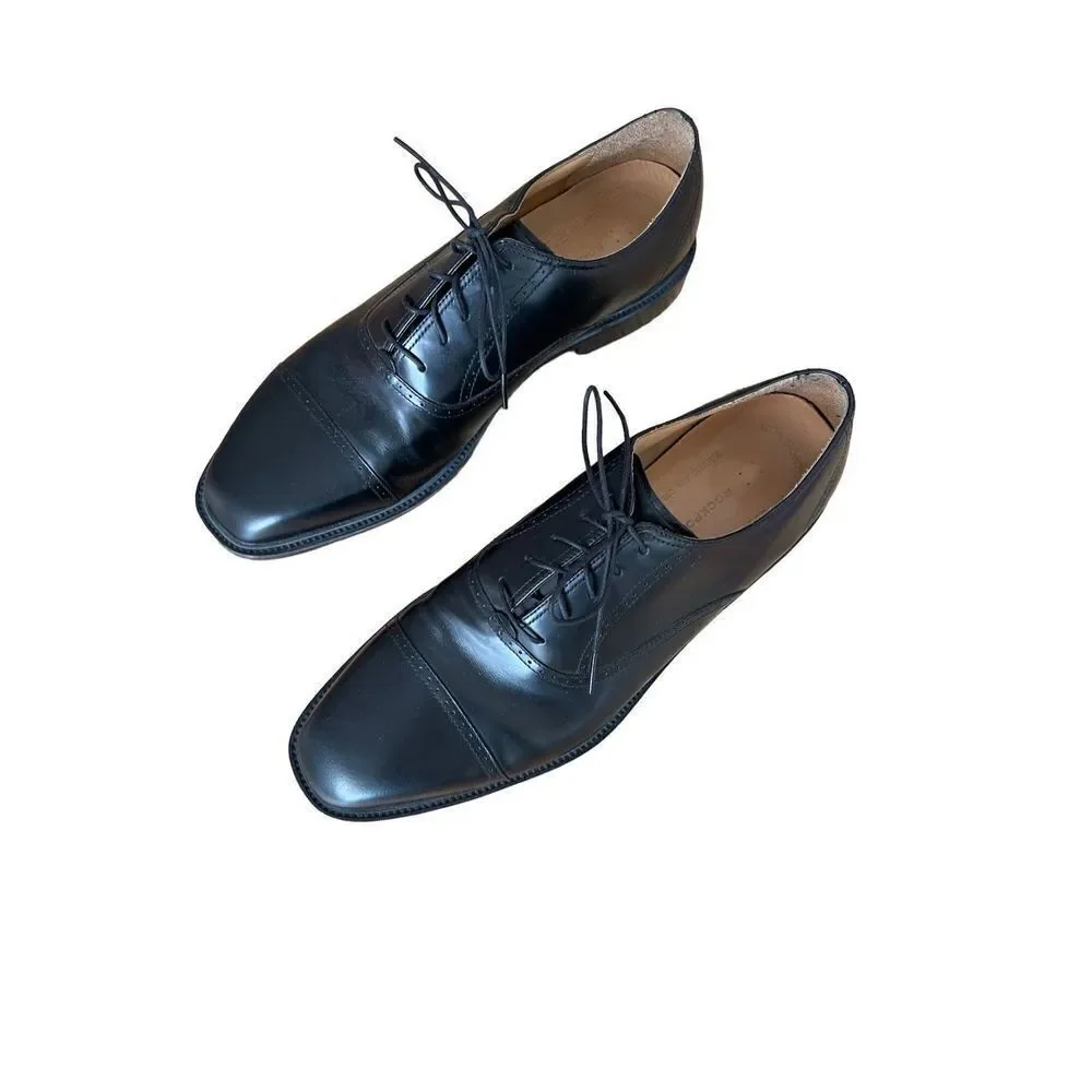 Rockport Mens Black Lace Up Square Toe Leather Comfort Oxford Shoes Size 11.5